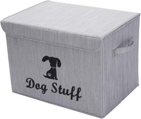 img 4 attached to 🐶 Linen Dog Storage Basket Chest with Lid and Handles - Ideal for Organizing Dog Toys, Clothing, and Trunk Storage