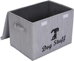 img 1 attached to 🐶 Linen Dog Storage Basket Chest with Lid and Handles - Ideal for Organizing Dog Toys, Clothing, and Trunk Storage