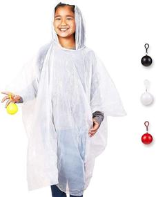 img 3 attached to 🌂 Ultimate Protection for Kids: 4 Pack Kids Disposable Ponchos with Ball - White Raincoats for Boys and Girls