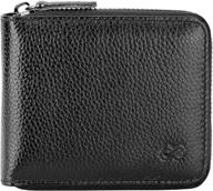 men's leather zipper wallet with advanced blocking technology for enhanced security and organization logo