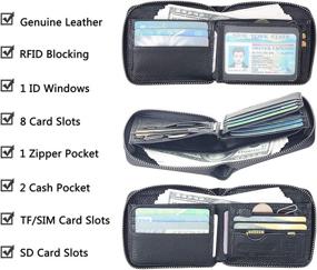 img 2 attached to Men's Leather Zipper Wallet with Advanced Blocking Technology for Enhanced Security and Organization