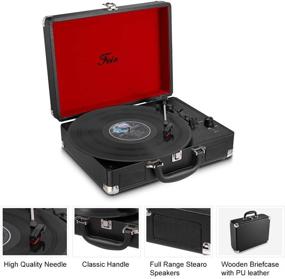 img 2 attached to 🎵 Portable Vinyl Record Player with 3 Speed Turntable, Built-in 2 Speakers, RCA Line Out AUX, Headphone Jack, PC Recorder - Black
