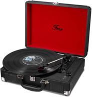 🎵 portable vinyl record player with 3 speed turntable, built-in 2 speakers, rca line out aux, headphone jack, pc recorder - black logo