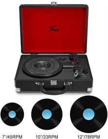 img 3 attached to 🎵 Portable Vinyl Record Player with 3 Speed Turntable, Built-in 2 Speakers, RCA Line Out AUX, Headphone Jack, PC Recorder - Black