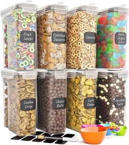 img 4 attached to 🥣 Cereal Container Storage Set - Airtight Food Storage Containers, Kitchen & Pantry Organization, Labels, Spoon Set & Pen - Ideal for Flour - BPA-Free Dispenser Keepers (101.4oz) - Chef’s Path