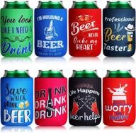 🍺 8-piece beer can sleeves - neoprene drink cooler sleeves for cans and bottles with funny quotes - beer can coolers ideal for keeping drinks cold логотип