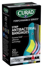 img 4 attached to 💪 Curad Performance Series Ironman Antibacterial Bandages, Extreme Hold Adhesive, 1 x 3.25 inch Fabric Bandages, 20 Count - CURIM5020