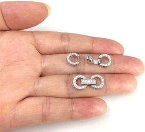 img 1 attached to Pack of 5 Genuine 925 Sterling Silver Enhancer Clasps with Created Diamond Connector for Pearl Gemstone Bead Necklace and Bracelet Jewelry Making - SS378-3