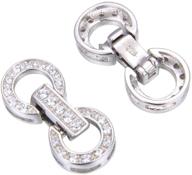 pack of 5 genuine 925 sterling silver enhancer clasps with created diamond connector for pearl gemstone bead necklace and bracelet jewelry making - ss378-3 logo