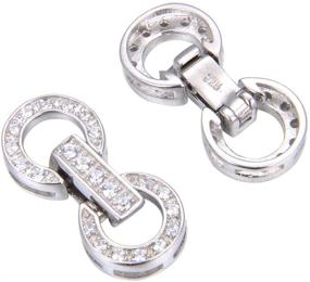 img 4 attached to Pack of 5 Genuine 925 Sterling Silver Enhancer Clasps with Created Diamond Connector for Pearl Gemstone Bead Necklace and Bracelet Jewelry Making - SS378-3