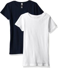 img 1 attached to Clementine Big Girls' Everyday T-Shirts Crew 2-Pack