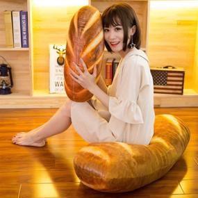 img 1 attached to 🍞 3D Simulation Bread Plush Pillow: Soft Butter Toast Bread Food Pillow Lumbar Back Cushion for Home Decor 39.3