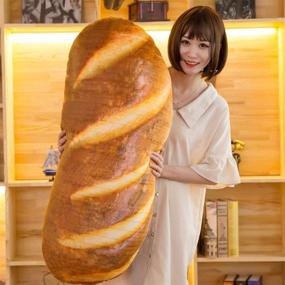 img 2 attached to 🍞 3D Simulation Bread Plush Pillow: Soft Butter Toast Bread Food Pillow Lumbar Back Cushion for Home Decor 39.3