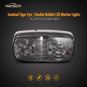 img 3 attached to 🔵 Partsam Dual Color Double Bullseye LED Marker Light with Smoke Lens, Tiger Eye/Double Bubble Design, 4" Rectangular Rectangle LED Truck Trailer RV Camper Light