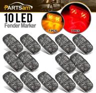 🔵 partsam dual color double bullseye led marker light with smoke lens, tiger eye/double bubble design, 4" rectangular rectangle led truck trailer rv camper light логотип