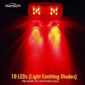 img 1 attached to 🔵 Partsam Dual Color Double Bullseye LED Marker Light with Smoke Lens, Tiger Eye/Double Bubble Design, 4" Rectangular Rectangle LED Truck Trailer RV Camper Light