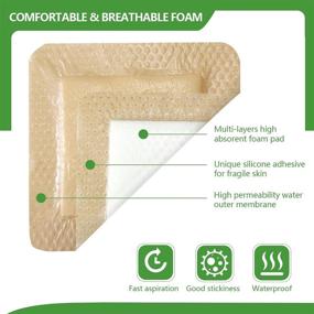 img 1 attached to 🩹 Advanced Silicone Foam Dressing: Waterproof & Sterile 5 Layer Absorbent Bandages for Gentle Wound Care - 4''x4'' (10 Pack)