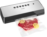 🔒 entrige vacuum sealer machine: automatic food saver with starter kit, dry moist food modes, easy to clean, led indicator lights - compact silver stainless steel design logo