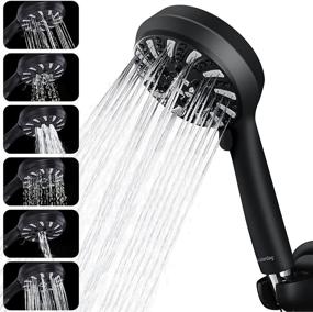 img 4 attached to 🚿 WaterSong 10 Settings Hand Shower with 70" Hose - Ultimate Luxury Bath Experience in Matte Black