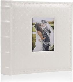 img 4 attached to 📸 RECUTMS Photo Album 4x6 - Button Pattern Leather Cover, Holds 200 Photos, Inner Pages for Writing, Wedding, Family, Boy and Girl Picture Albums (White)