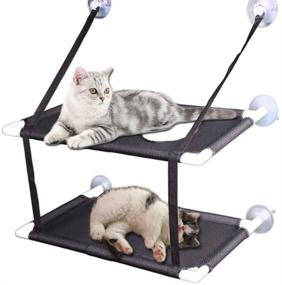 img 4 attached to 🐱 Cat Sunny Seat Window Perch and Hammock - Holds Up to 44lb, Suitable for Small Windows, Double Layers with Soft Mats, Ideal for Large Cats and Kittens (Black)