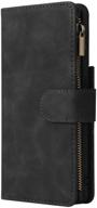 samsung galaxy s21 wallet case with card slot - premium soft pu leather zipper flip folio wallet for samsung galaxy s21 (black 6.2 inch) - with wrist strap, kickstand & enhanced protection logo