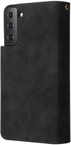 img 3 attached to Samsung Galaxy S21 Wallet Case with Card Slot - Premium Soft PU Leather Zipper Flip Folio Wallet for Samsung Galaxy S21 (Black 6.2 inch) - With Wrist Strap, Kickstand & Enhanced Protection