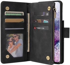 img 2 attached to Samsung Galaxy S21 Wallet Case with Card Slot - Premium Soft PU Leather Zipper Flip Folio Wallet for Samsung Galaxy S21 (Black 6.2 inch) - With Wrist Strap, Kickstand & Enhanced Protection