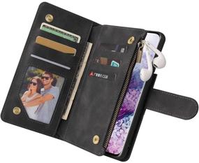 img 1 attached to Samsung Galaxy S21 Wallet Case with Card Slot - Premium Soft PU Leather Zipper Flip Folio Wallet for Samsung Galaxy S21 (Black 6.2 inch) - With Wrist Strap, Kickstand & Enhanced Protection