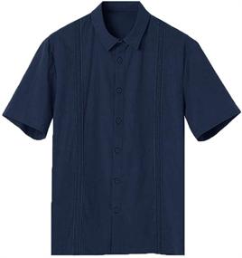 img 1 attached to Stylish Guayabera Shirts: Mens Button Down Shirts with Regular Fit Sleeves