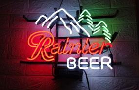 img 4 attached to Custom Handmade LDGJ Neon Sign for Wall Decor - Home Rainier Beer Bar Pub Recreation Room Lights Windows Glass Party