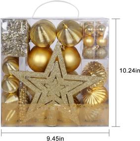 img 3 attached to 🎄 67-Pack Shatterproof Christmas Balls Ornaments, Golden Xmas Tree Decorations Hanging Ball Set for Holiday Wedding Party Decoration