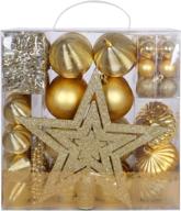 🎄 67-pack shatterproof christmas balls ornaments, golden xmas tree decorations hanging ball set for holiday wedding party decoration логотип