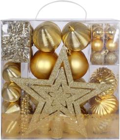 img 4 attached to 🎄 67-Pack Shatterproof Christmas Balls Ornaments, Golden Xmas Tree Decorations Hanging Ball Set for Holiday Wedding Party Decoration