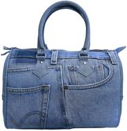 👜 bijoux de ja blue denim doctor style top-handle shoulder handbag for women - ml100 logo