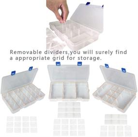 img 1 attached to 💎 DUOFIRE Adjustable Grid Compartment Plastic Storage Box for Jewelry, Beads, Earrings, Tools, Fishing Hooks, and Small Accessories (18 Grids, Set of 2, White)