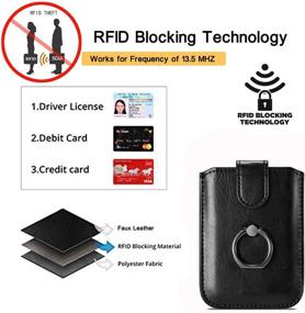 img 3 attached to Phone Card Holder RFID Pu Leather Back Ring Wallet Stick-On Pull 5 Pocket Credit Cash For All Smartphones