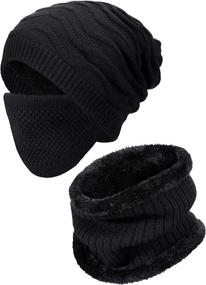 img 4 attached to Winter Knitted Beanie Warmer Gaiter Outdoor Recreation