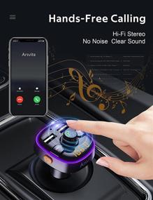 img 1 attached to 🚗 Arsvita Bluetooth автомобильный FM-трансмиттер и аудиоадаптер с двойным автомобильным зарядным устройством, быстрой зарядкой QC3.0, громкой связью, воспроизведением звука Hi-Fi - черный