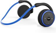 compact bluetooth headphones: flexible wraparound headband - wireless sports earphones with integrated mic and crystal-clear audio, portable & foldable design for on-the-go, up to 12 hours battery life, blue logo