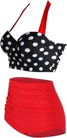 img 3 attached to 👙 AMOURRI Vintage Polka Dot Underwire High Waisted Swimsuit Bathing Suits Bikini for Women