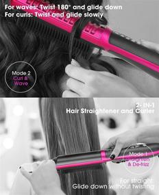 img 2 attached to 💇 2 in 1 Hair Straightener and Curler: Uplayteck Ionic Straightening Brush with 6 Temperature Settings, Auto-Off Safety Feature, Hot Comb Hair Straightener for Styling at Home