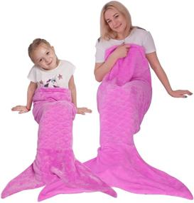 img 3 attached to Softan Mermaid Tail Blanket for Teens and Adults - Plush Flannel Fleece Sleeping Bag with Fish Scale Design - All Seasons Snuggle Blanket - Best Gifts for Women - 25”×60”