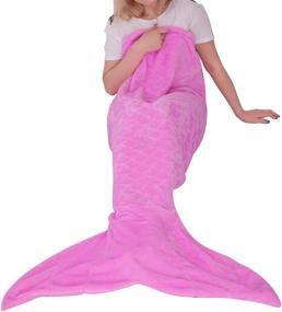 img 4 attached to Softan Mermaid Tail Blanket for Teens and Adults - Plush Flannel Fleece Sleeping Bag with Fish Scale Design - All Seasons Snuggle Blanket - Best Gifts for Women - 25”×60”