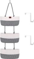 gorifei 3-tier woven cotton rope over the door hanging basket 🧺 - navy, organizing and decorative hanging organizer for bathroom, bedroom, and living room логотип