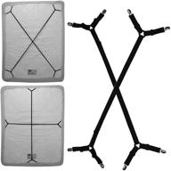🛏️ 2-piece sheet bed suspenders set - adjustable crisscross fitted sheet band straps with grippers - elastic straps fasteners for mattress pad, duvet cover, and bed sheet corner holders - clips grippers clippers logo