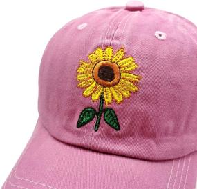 img 2 attached to 🌻 Waldeal Girls' Embroidered Sunflower Hat – Vintage Washed Baseball Cap with Cute Design – Perfect for Teens