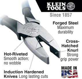 img 1 attached to 🔵 Клещи Klein Tools Lineman's New England с заостренным носом - улучшенный дизайн, серрированные губки и закаленная рукоятка - 7 дюймов, темно-синие.