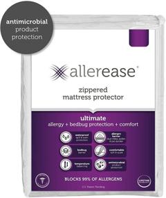 img 4 attached to 🛏️ Всеобъемлющая защита от аллергии AllerEase: Защитное чехлы на матрас для размера "queen" с молнией для максимального комфорта. Белый цвет.