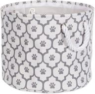 🐾 stylish and practical small round white/gray paw print pet storage container – bone dry collection logo